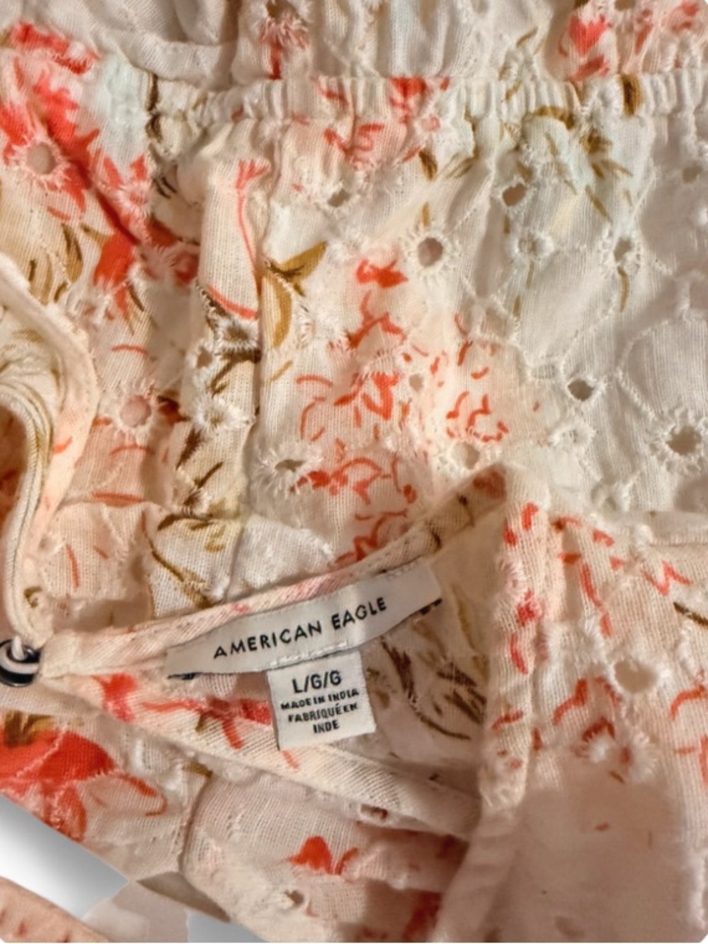 American Eagle Floral Tie-Front Top & Skirt Set, soft warm tones, size L - Picture 3 of 10